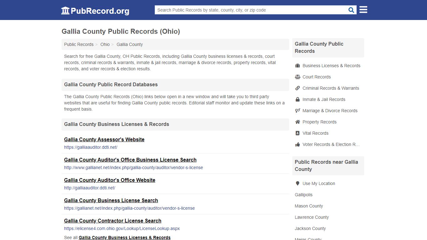 Free Gallia County Public Records (Ohio Public Records) - PubRecord.org